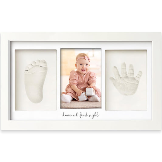 KeaBabies Baby Hand and Footprint Kit, Clay Keepsake Frame, Alpine White
