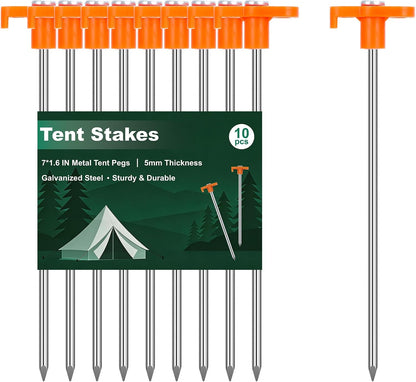 Feed Garden 7 Inch Galvanised Steel Tent Stakes, Pack of 10