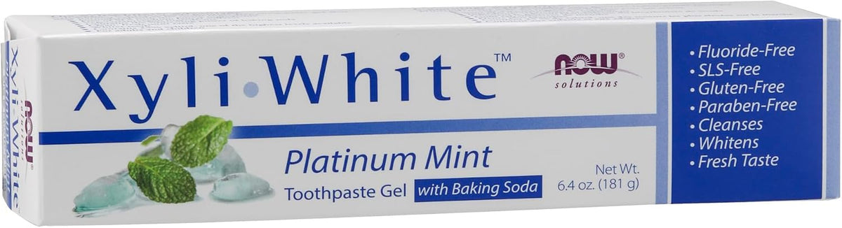 NOW Foods XyliWhite Baking Soda Toothpaste Gel, Platinum Mint, 6.4 oz (181 g)