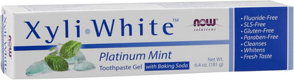 NOW Foods XyliWhite Baking Soda Toothpaste Gel, Platinum Mint, 6.4 oz (181 g)