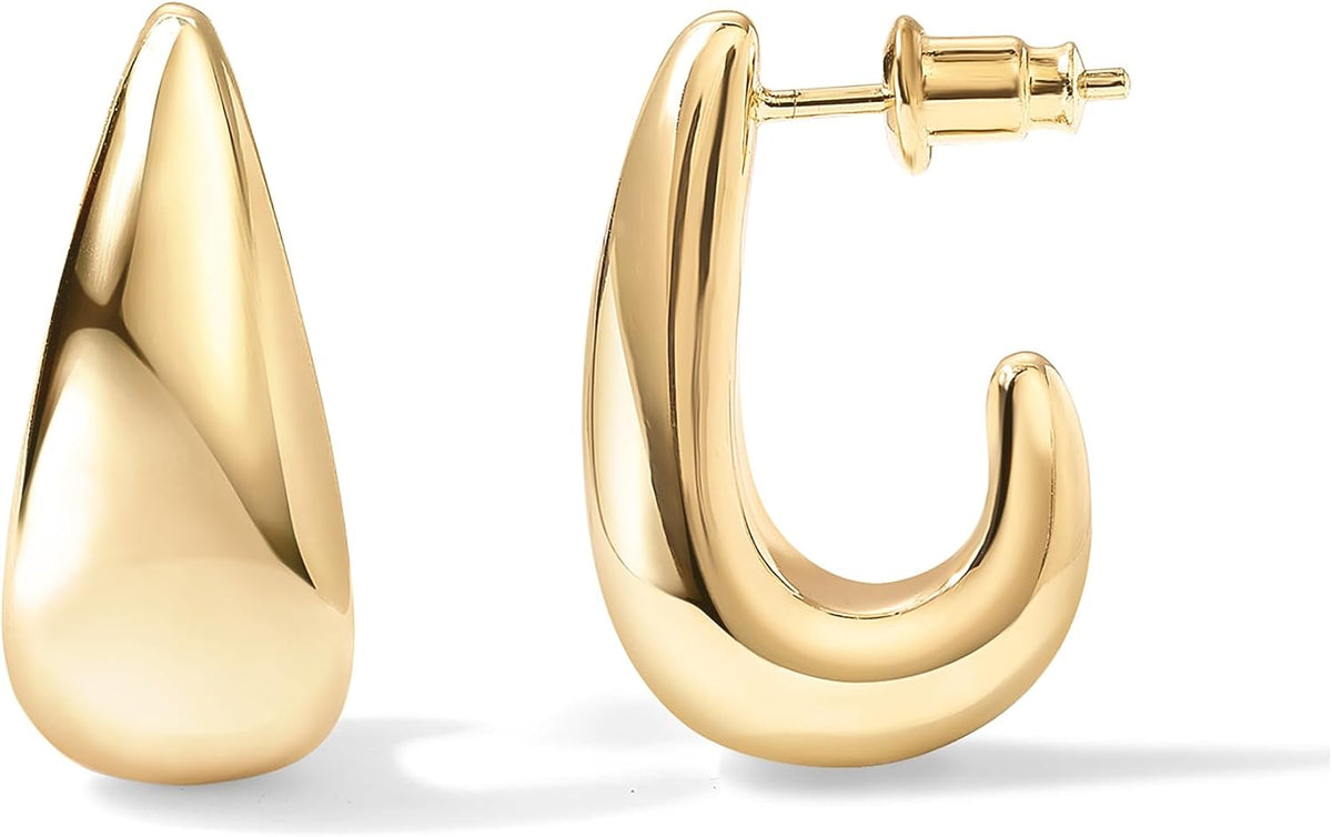 PAVOI Statement Huggie Earrings, 925 Silver Post, 14K Gold Plated — product view