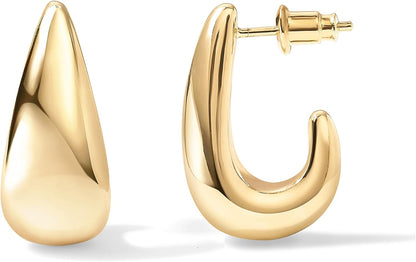 PAVOI Statement Huggie Earrings, 925 Silver Post, 14K Gold Plated