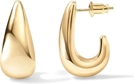 PAVOI Statement Huggie Earrings, 925 Silver Post, 14K Gold Plated