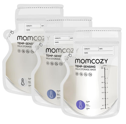 Momcozy Breast Milk Storage Bags, 8 oz (240 ml), Temp-Sensing, 120 Count