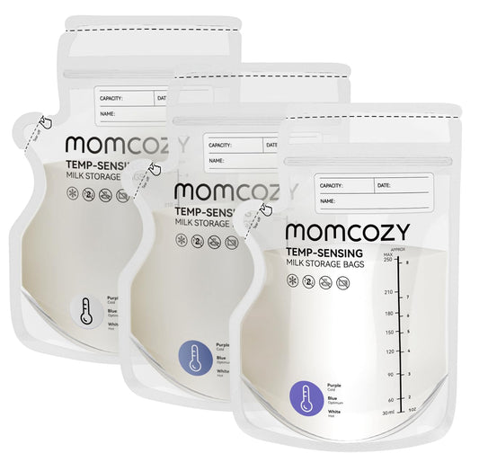 Momcozy Breast Milk Storage Bags, 8 oz (240 ml), Temp-Sensing, 120 Count