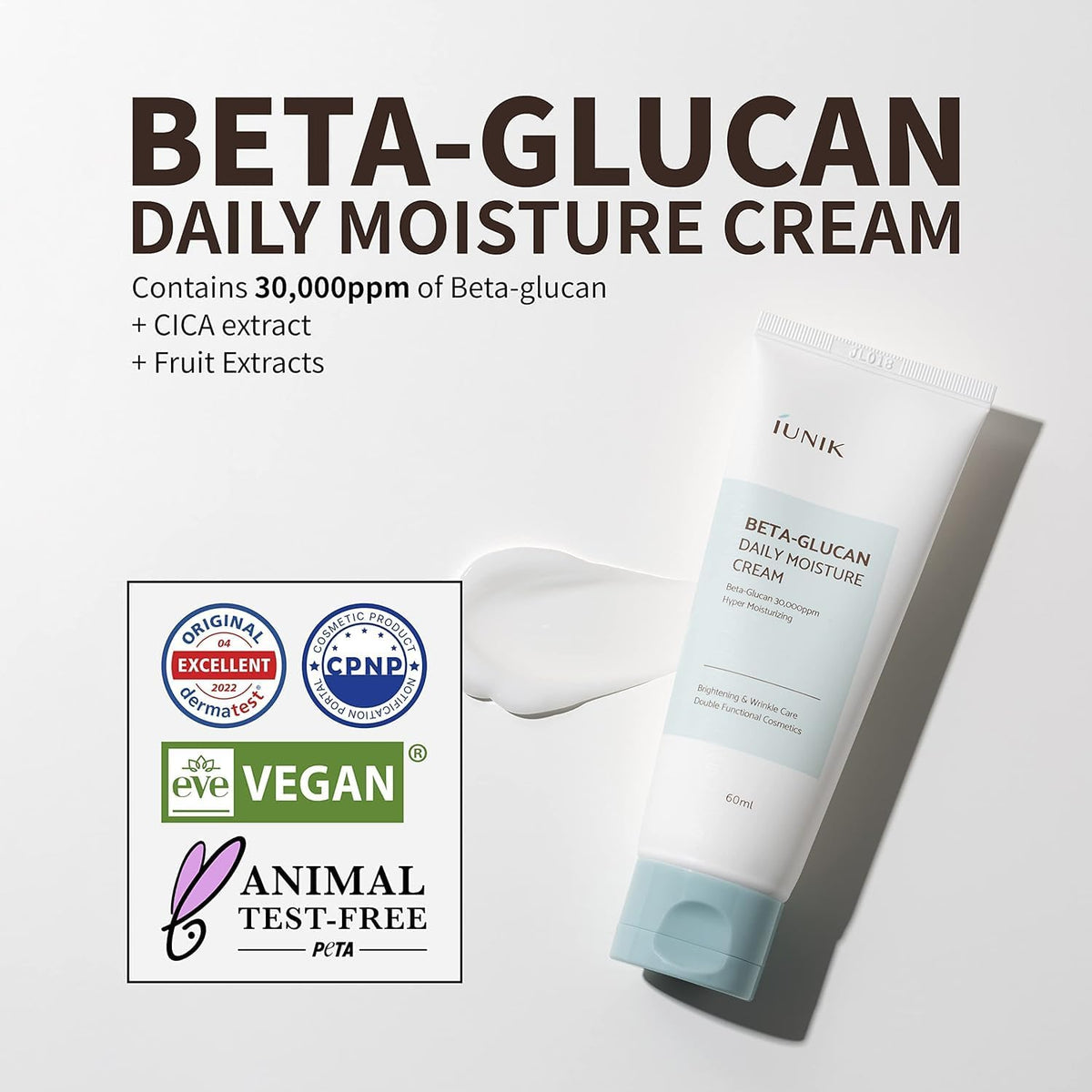 iUNIK Beta-Glucan Daily Moisturiser Cream 60 ml (2 fl oz) — alternate product view