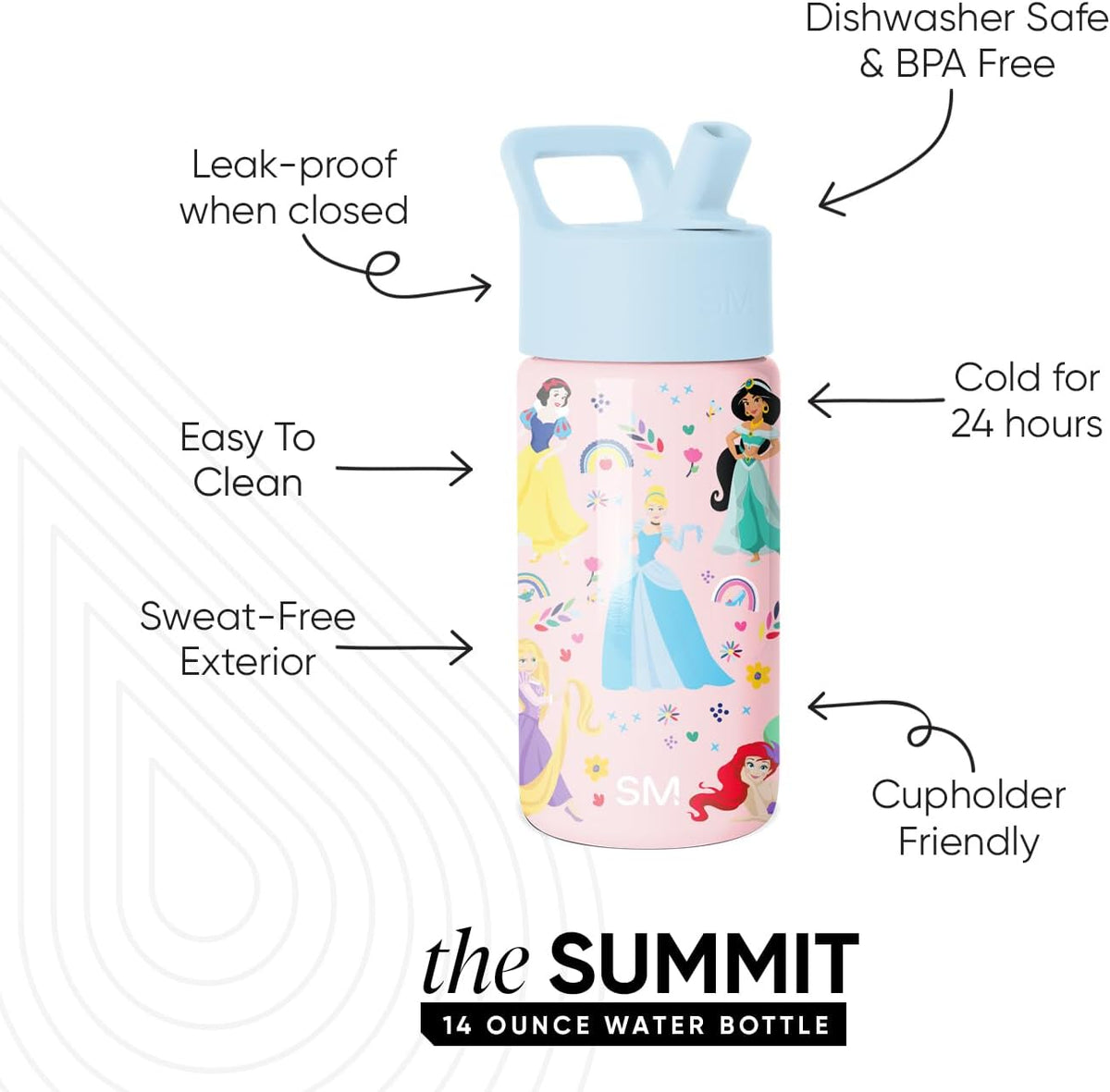 Simple Modern Disney Princess Kids Water Bottle with Straw Lid, 14 oz - view 3