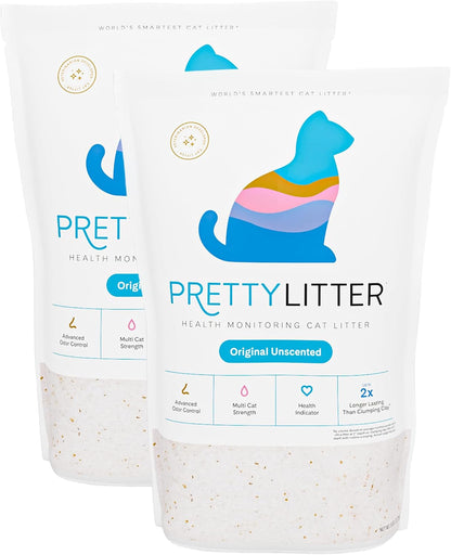 PrettyLitter Health Monitoring Cat Litter, Unscented, 2 x 6 lb Bags