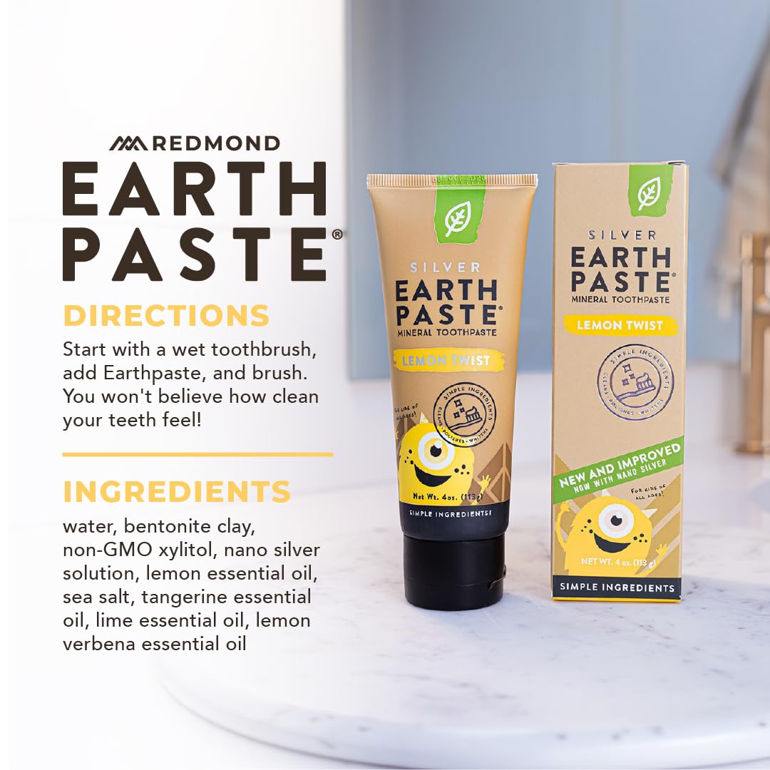 Redmond Earthpaste Natural Non-Fluoride Toothpaste, Lemon Twist, 4 oz - view 4