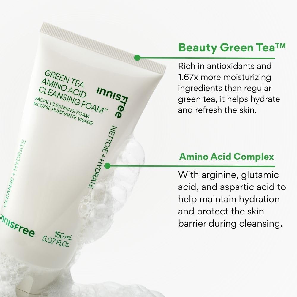 innisfree Green Tea Amino Acid Cleansing Foam 150 ml (5.1 fl oz) — alternate product view