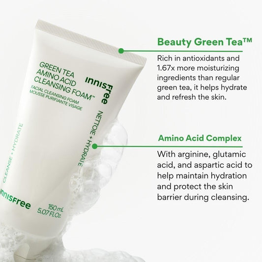 innisfree Green Tea Amino Acid Cleansing Foam 150ml - view 2