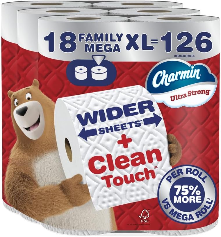 Charmin Ultra Strong Clean Touch Toilet Paper, 18 Family Mega XL Rolls
