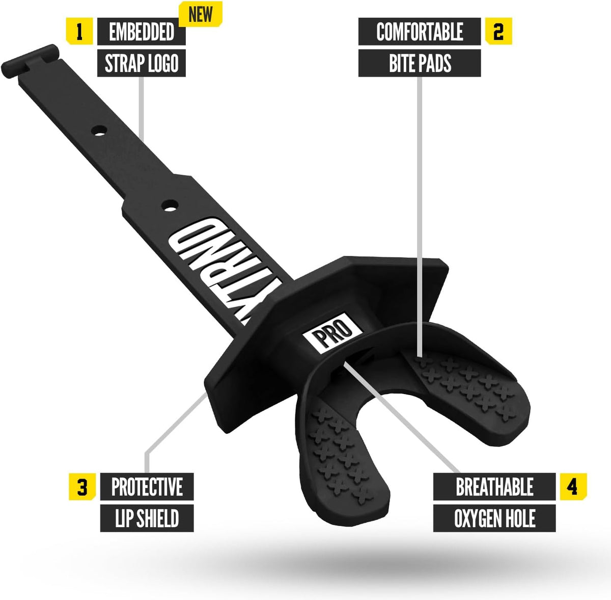 Nxtrnd Two Pro Football Mouth Guard with Strap, Black — alternate product view
