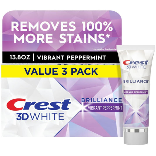Crest 3D White Brilliance Toothpaste Vibrant Peppermint 4.6 oz Pack of 3