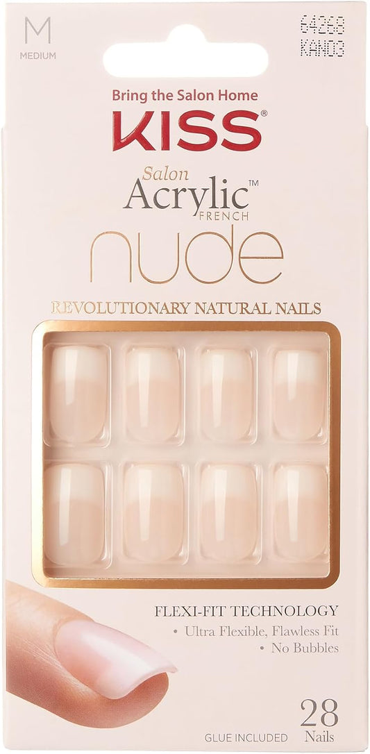 Kiss Salon Acrylic French Nude Collection Cashmere Nails, 28 Count
