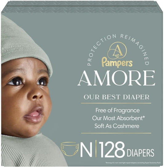 Pampers Amore Nappies, Size 0 (up to 10 lbs), 128 Count