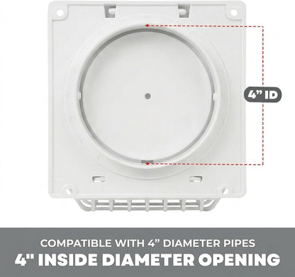 Deflecto 4-Inch Wide Mouth Dryer Vent Hood with Removable Bird Guard, White - view 2