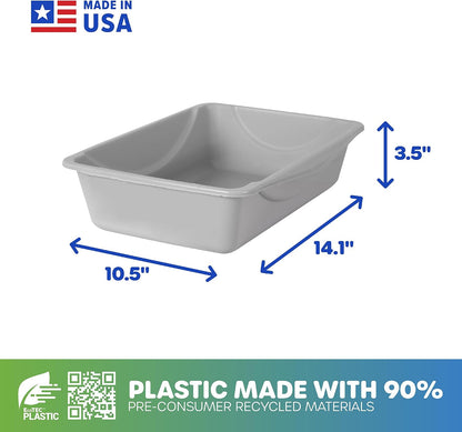 Petmate Basic Open Cat Litter Pan, Gray, Small - view 3