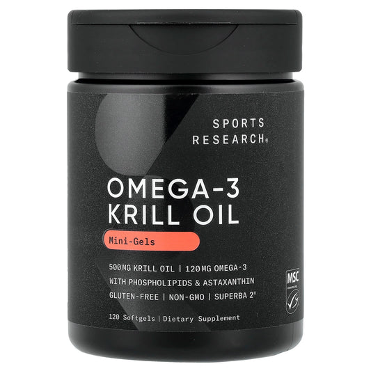 Sports Research Omega-3 Krill Oil Mini-Gels, 120 Softgels