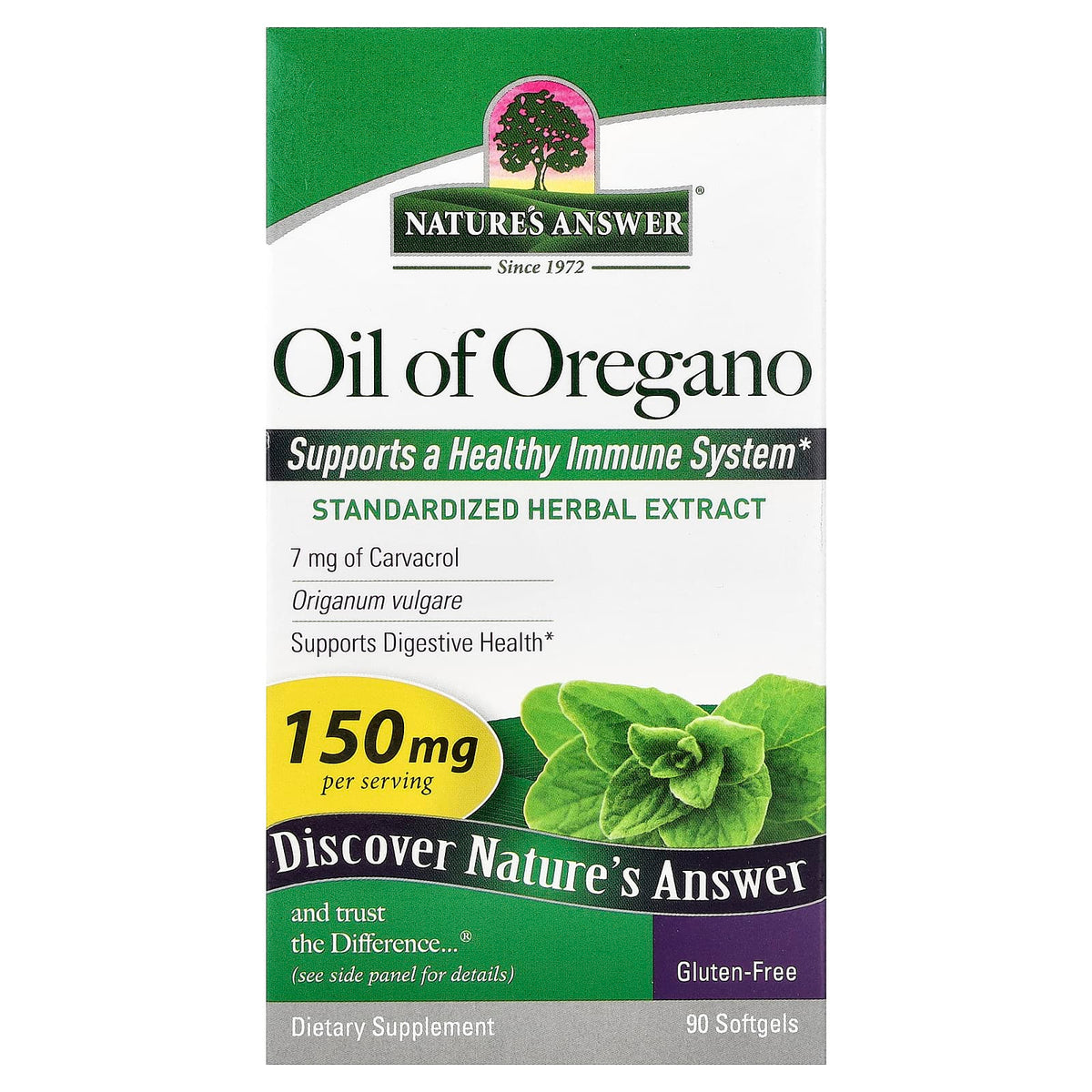 Nature's Answer Oil of Oregano, 150 mg, 90 Softgels — product view