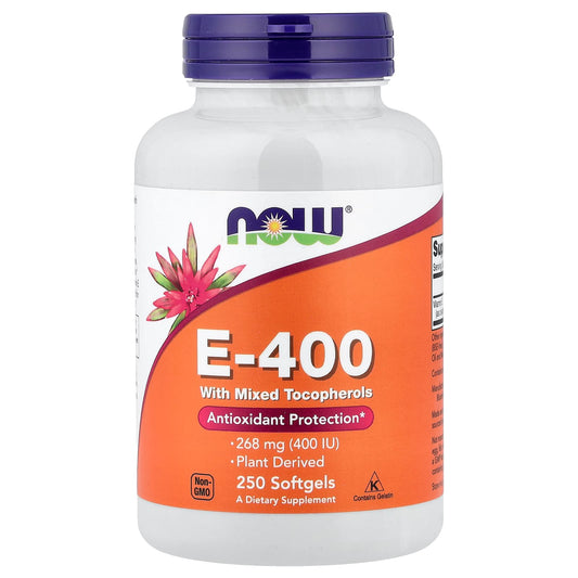 NOW Foods E-400 with Mixed Tocopherols 268 mg (400 IU), 250 Softgels