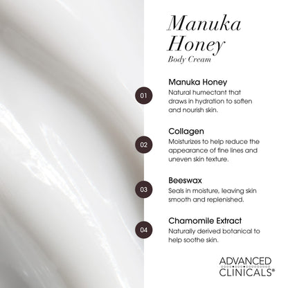Advanced Clinicals Manuka Honey Restore + Hydrate Body Cream 454 g (16 oz) - view 5