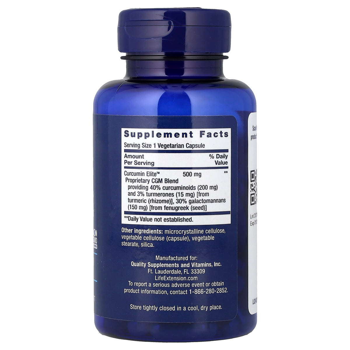 Life Extension Curcumin Elite Turmeric Extract, 60 Vegetarian Capsules — alternate product view
