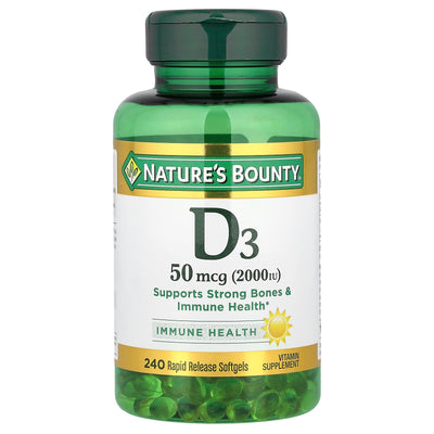 Nature's Bounty Vitamin D3 50 mcg (2,000 IU), 240 Rapid Release Softgels