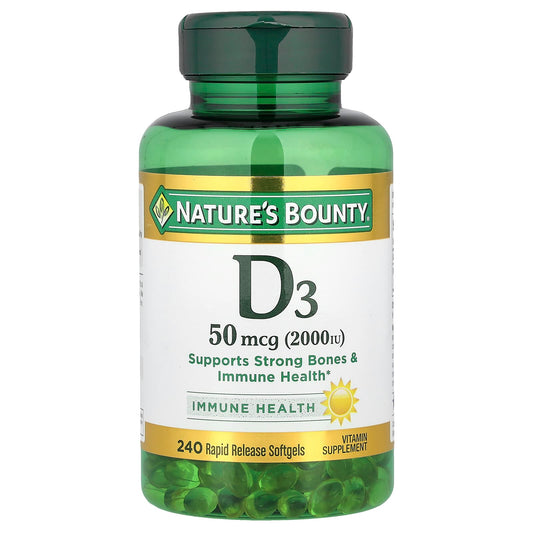 Nature's Bounty Vitamin D3 50 mcg (2,000 IU), 240 Rapid Release Softgels
