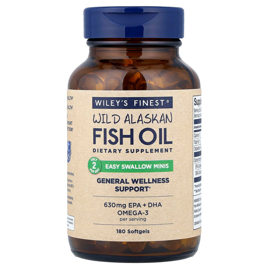 Wiley's Finest Wild Alaskan Fish Oil Easy Swallow Minis, 180 Softgels