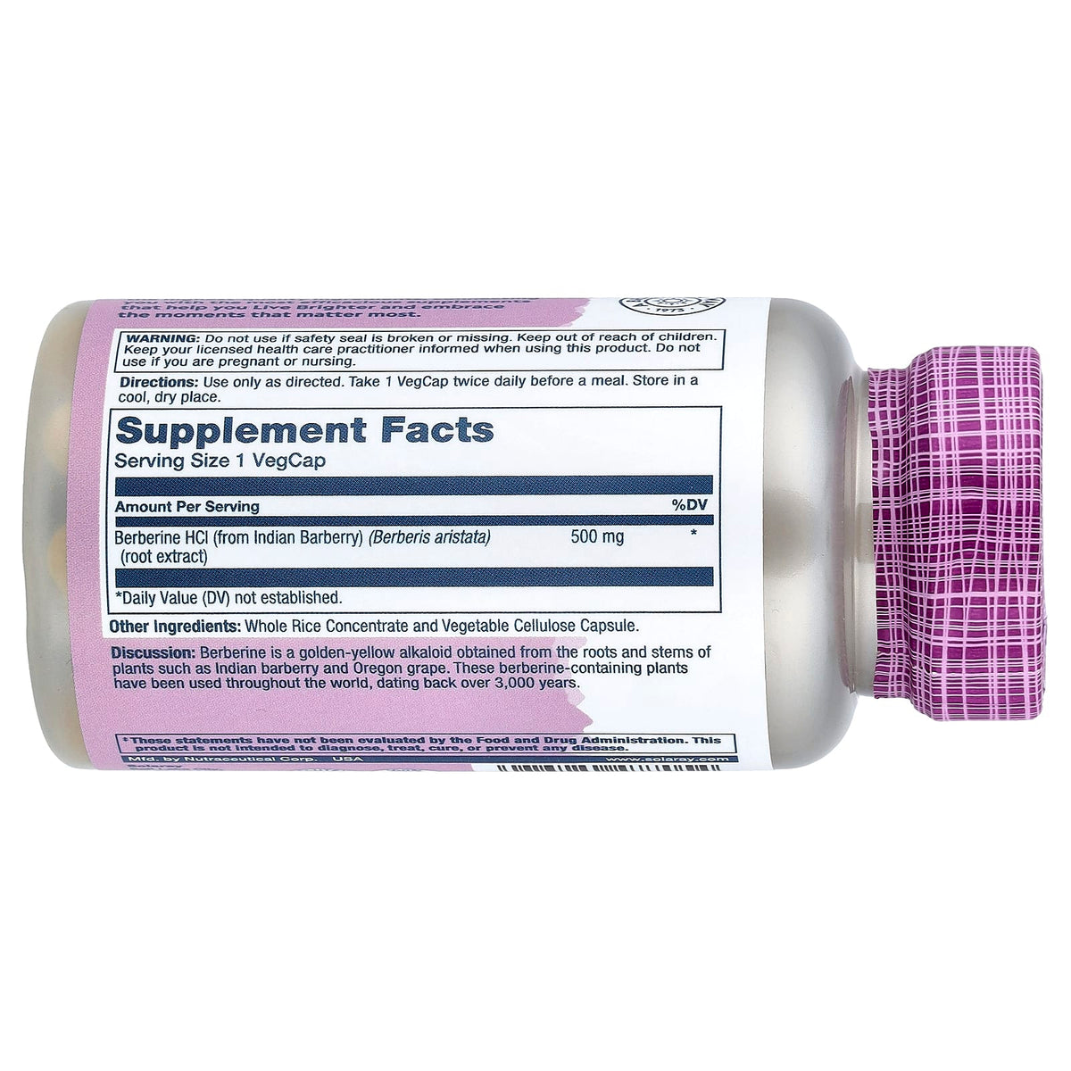 Solaray Vital Extracts Berberine 500 mg, 60 VegCaps — alternate product view