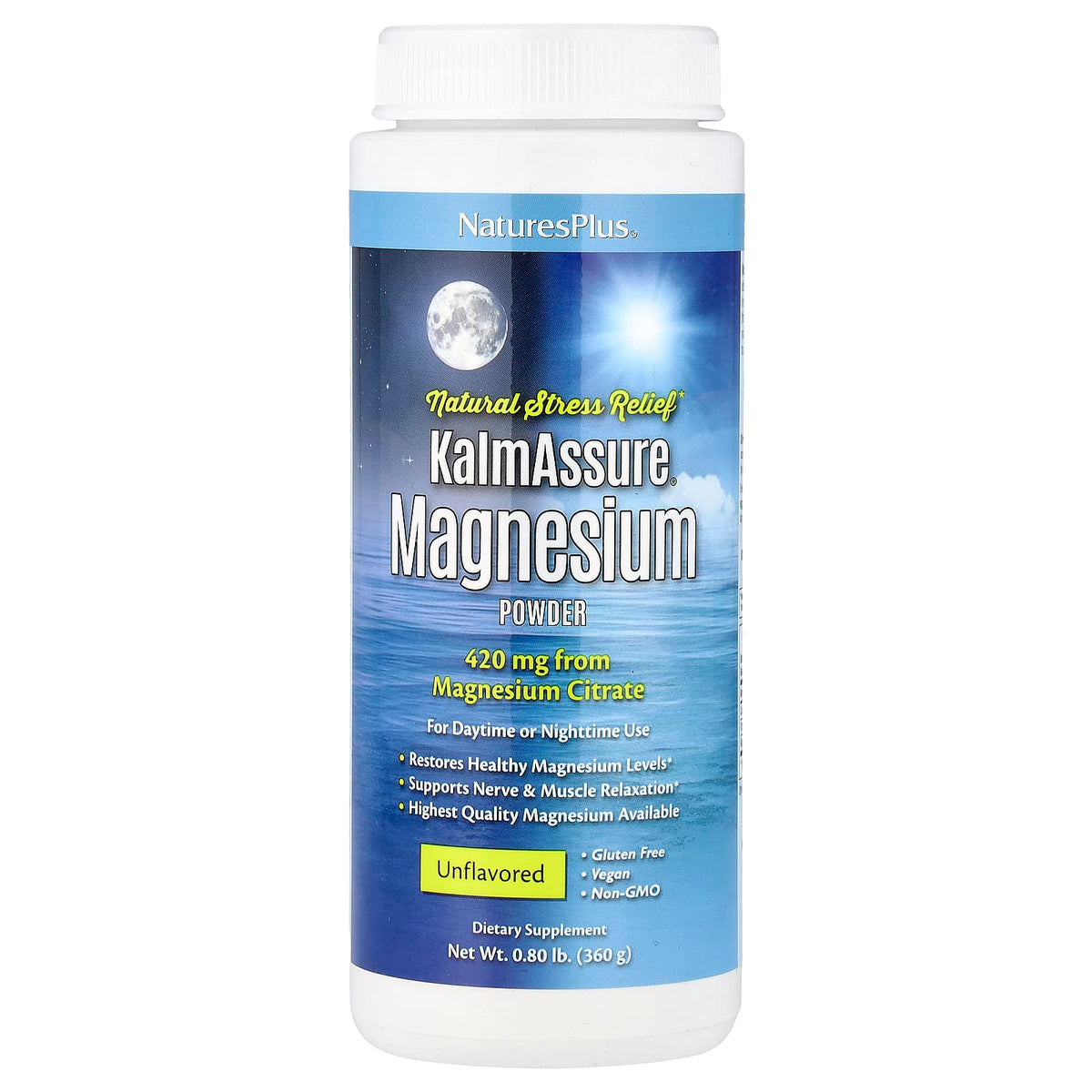 NaturesPlus KalmAssure Magnesium Powder, Unflavoured, 360 g (0.8 lb) — product view