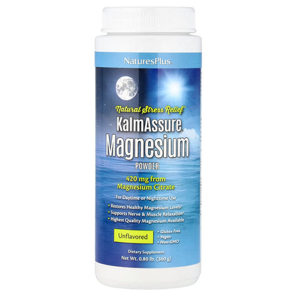 NaturesPlus KalmAssure Magnesium Powder, Unflavoured, 360 g (0.8 lb)