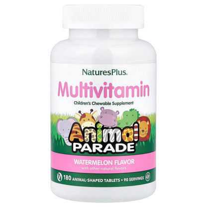 NaturesPlus Animal Parade Kids Multivitamin, Watermelon, 180 Tablets