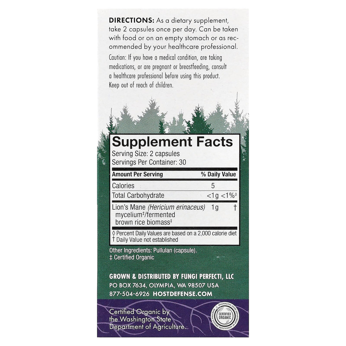 Host Defense Mushrooms Lion's Mane, 60 Capsules (0.5 g per Capsule) - view 2