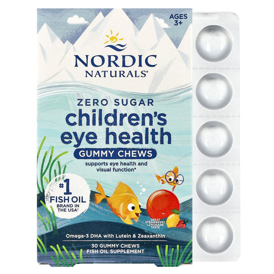 Nordic Naturals Kids Eye Health Gummies, Ages 3+, Strawberry Lemonade, 30 Count