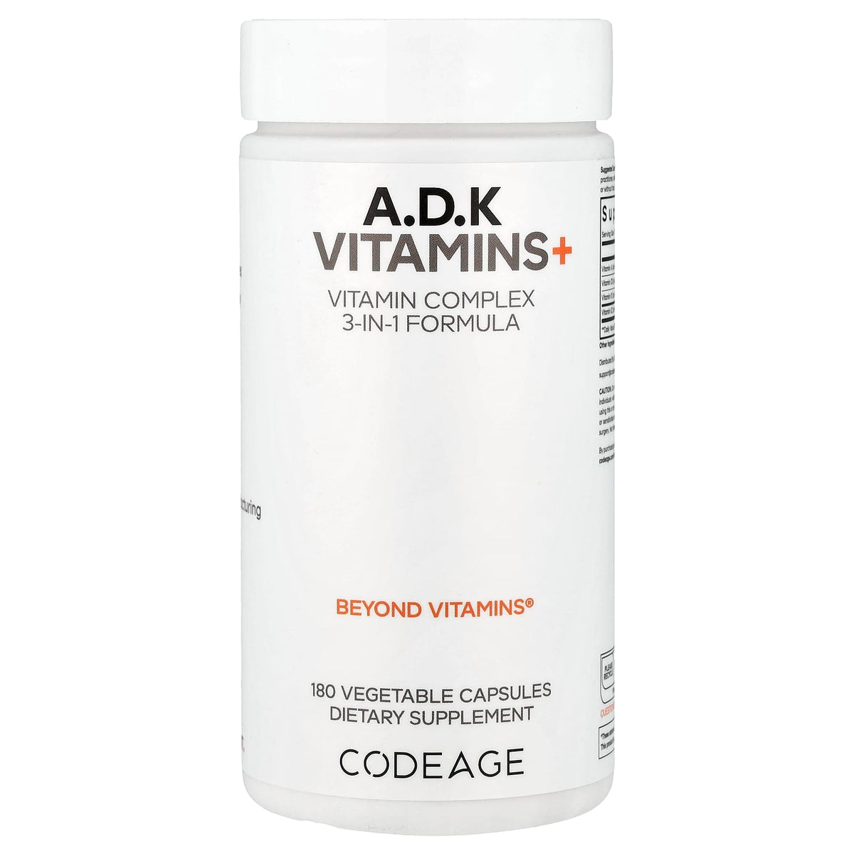 Codeage A, D, K Vitamins+, 180 Vegetable Capsules — product view