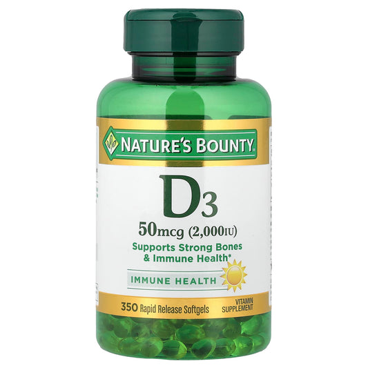 Nature's Bounty Vitamin D3 50 mcg (2,000 IU), 350 Rapid Release Softgels