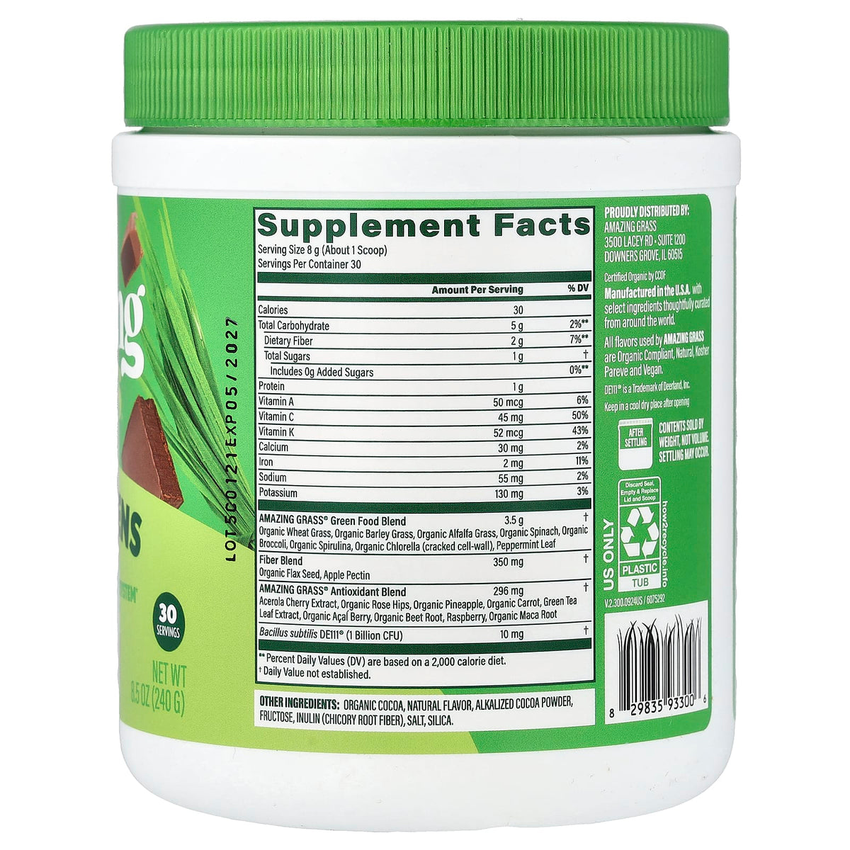 Amazing Grass Super Greens, Chocolate, 240 g (8.5 oz) - view 2