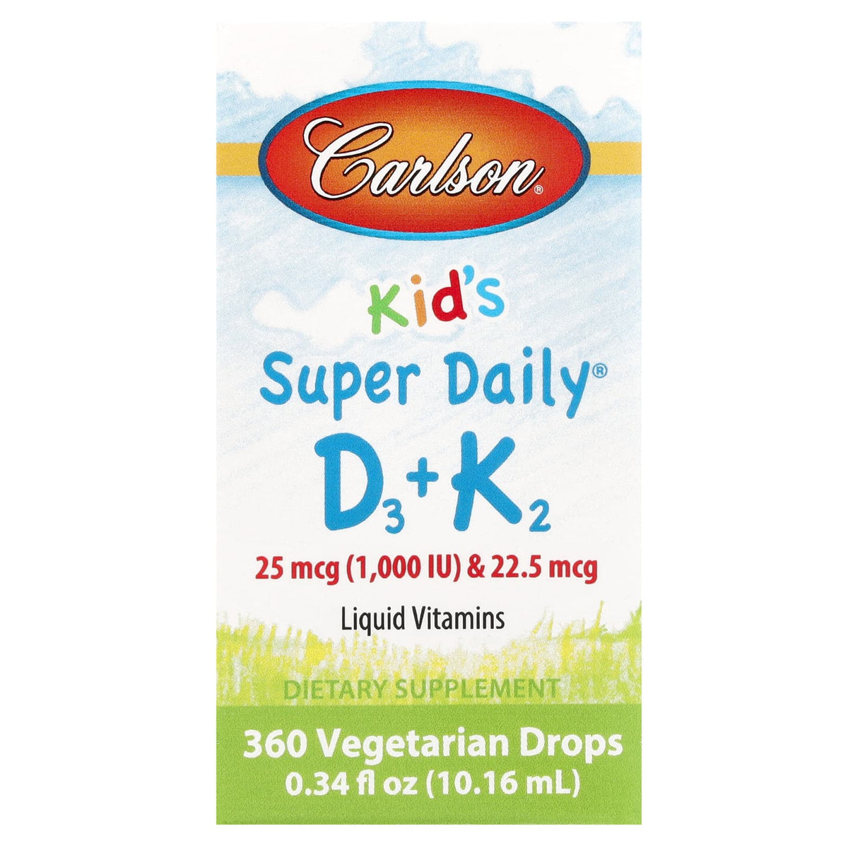 Carlson Kid's Super Daily D3 + K2, 10.16 ml (0.34 fl oz) — product view