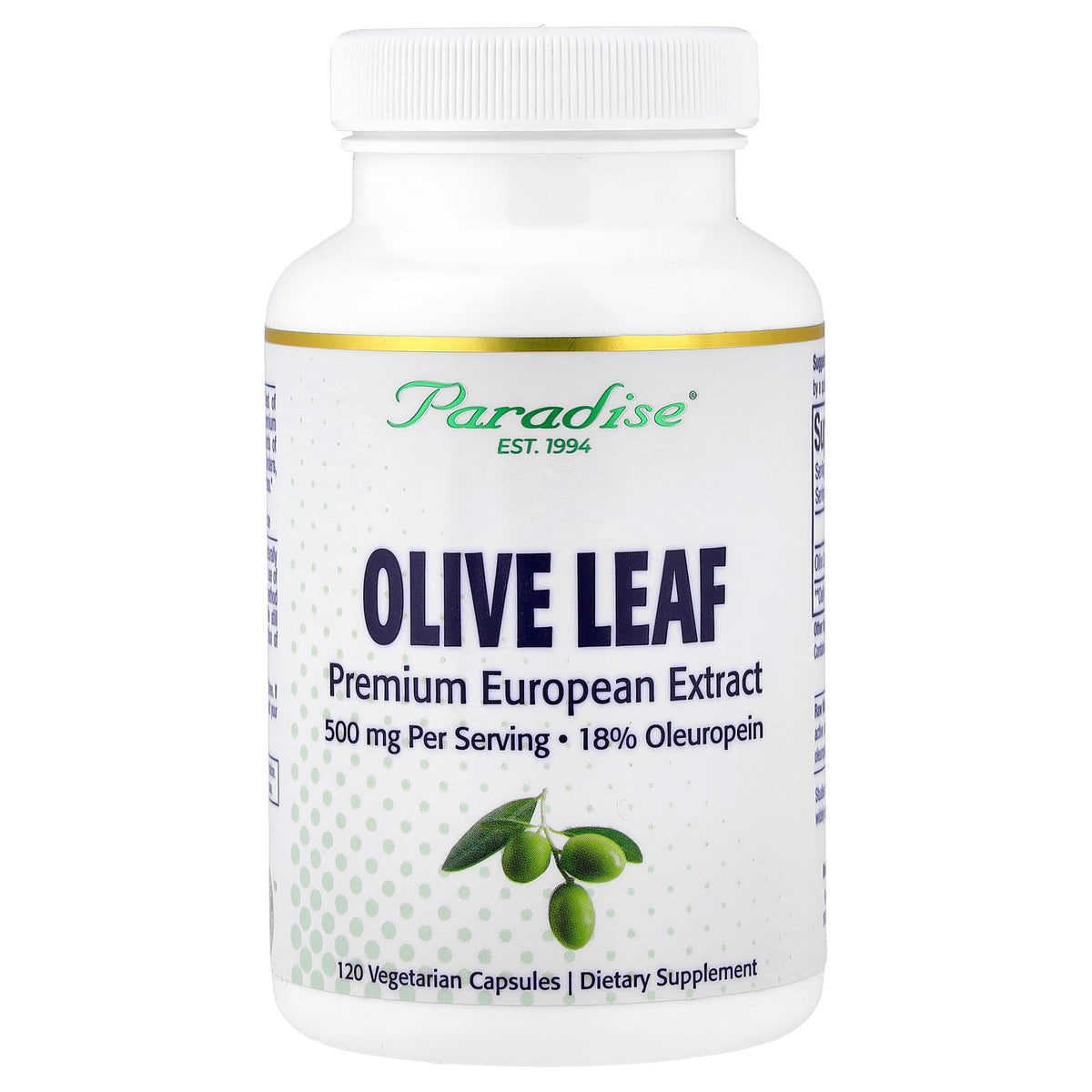 Paradise Herbs Olive Leaf, 120 Vegetarian Capsules (250 mg per Capsule)