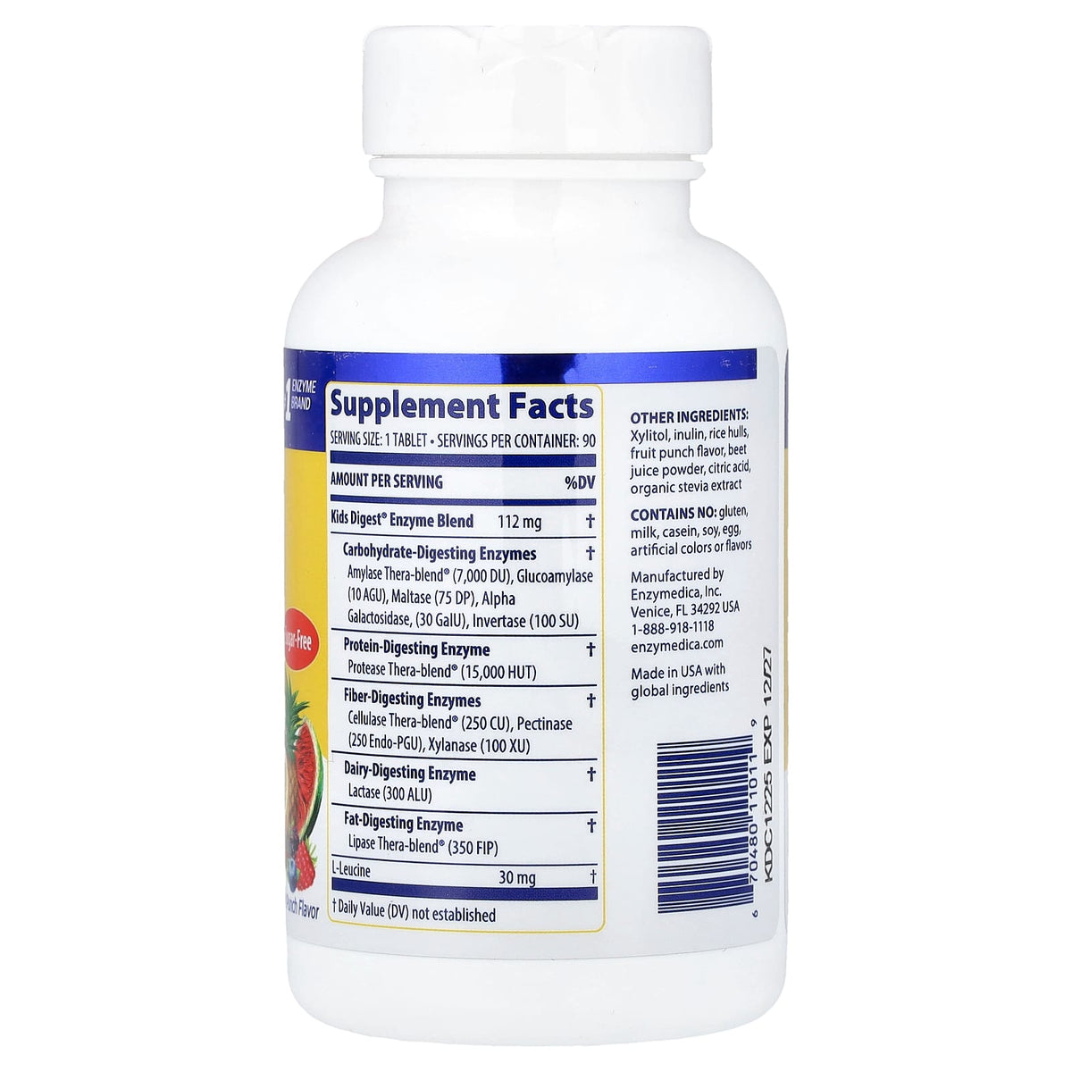 Enzymedica Kids Digest Chewable, Sugar Free, Fruit Punch, 90 Tablets - view 2