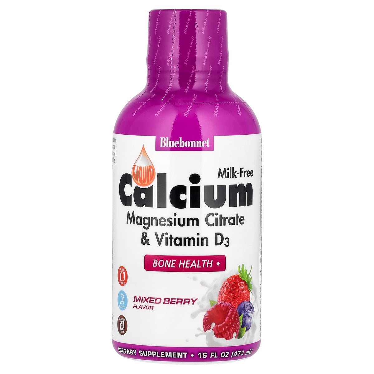 Bluebonnet Liquid Calcium Magnesium Citrate & Vitamin D3 Mixed Berry 473 ml