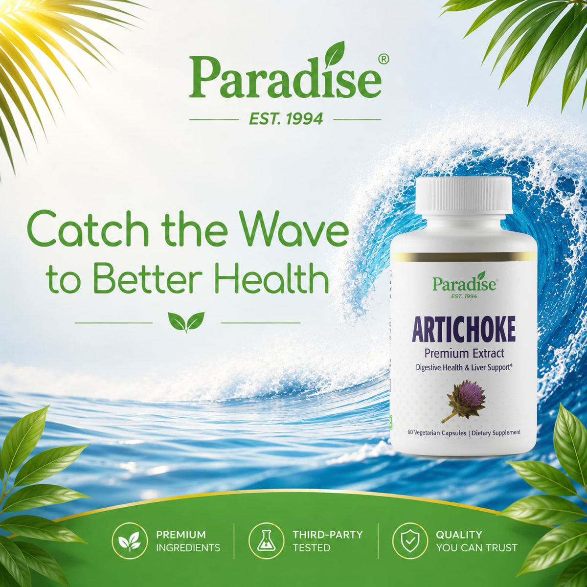 Paradise Herbs Artichoke, 60 Vegetarian Capsules (250 mg per Capsule) - view 3