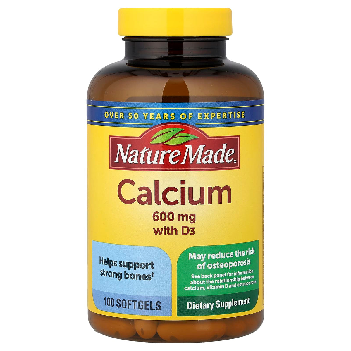 Nature Made Calcium with Vitamin D3, 100 Softgels — product view