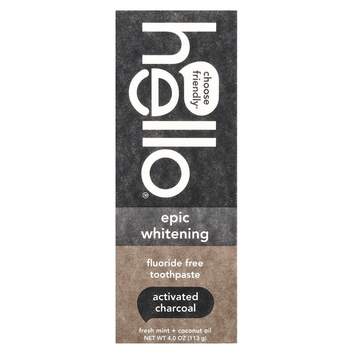 Hello Epic Whitening Charcoal Toothpaste, Fresh Mint + Coconut Oil, 113 g - view 2