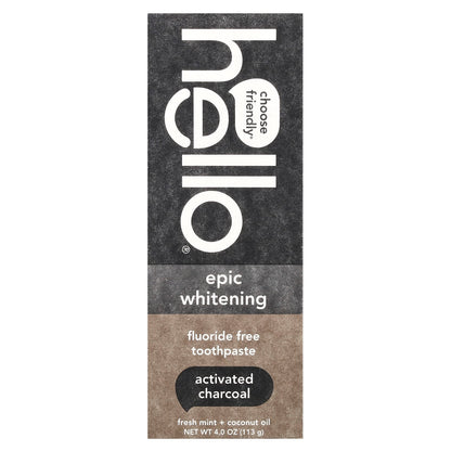 Hello Epic Whitening Charcoal Toothpaste, Fresh Mint + Coconut Oil, 113 g - view 2