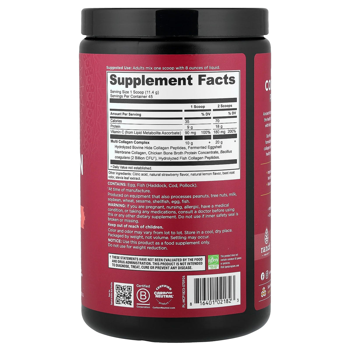 Ancient Nutrition Multi Collagen Protein Strawberry Lemonade 513 g (1.13 lb) - view 2