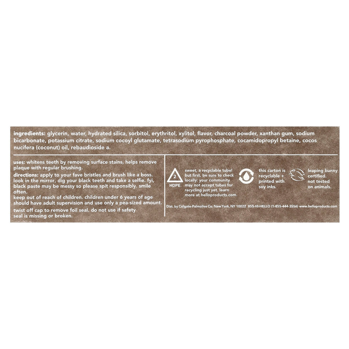 Hello Epic Whitening Charcoal Toothpaste, Fresh Mint + Coconut Oil, 113 g - view 3