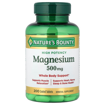 Nature's Bounty Magnesium High Potency, 500 mg, 200 Coated Tablets